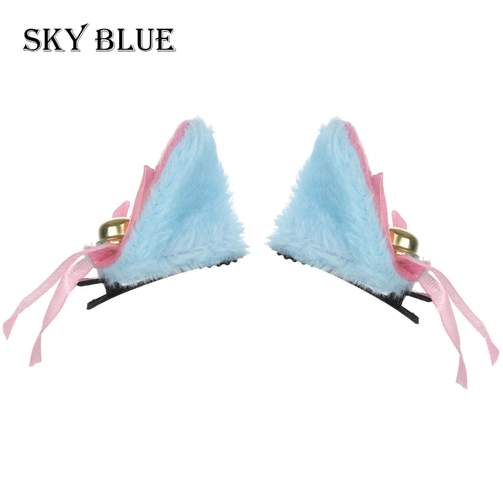 Cute Plush Cat Ear Hair Clips, Fluffy Sweet Lolita Anime Cosplay Hairpins, Kawaii Cartoon Animal Hair Accessories for Girls, Costume Parties, and Everyday Wear