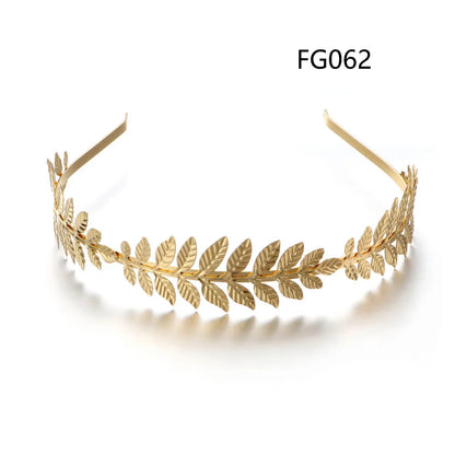 Vintage Gold Leaf Bridal Headband – Roman Greek Goddess Wedding Tiara Crown Hair Accessory for Women