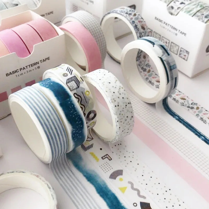 5PCS Moon & Star Washi Tape Set – Starry Night Decorative Adhesive Tape for Scrapbooking, Journaling, Diary & Stationery DIY Crafts