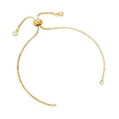 Cadena de pulsera ajustable de latón con diamantes de imitación – Cadena de joyería de 240 mm para pulseras, dijes y fabricación de joyas