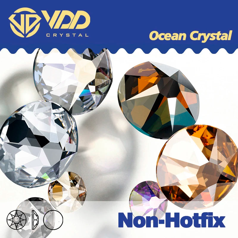 VDD 2088 Crystal Flower Nail Rhinestones – Non-Hotfix 8 Big & 8 Small Flatback Gems for Nail Art & DIY Decorations