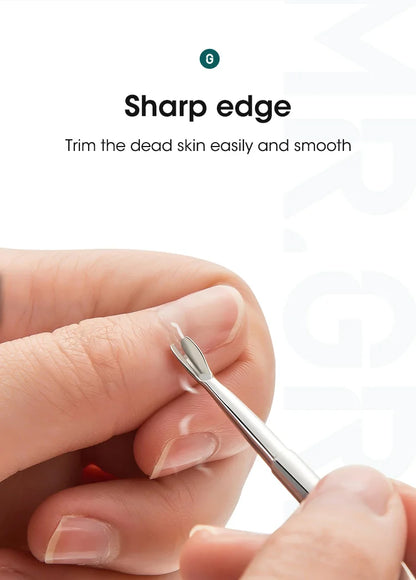 MR.GREEN Stainless Steel Cuticle Pusher & Cuticle Remover – Professional Nail Cleaner, Dead Skin Scraper & Manicure Tool