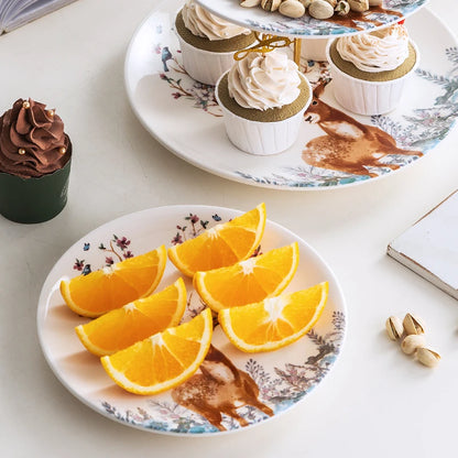 Elk Reindeer Ceramic Serving Plates – Christmas Deer Snack, Cake & Candy Dishes with Porcelain Tray for Fruit & Table Decor