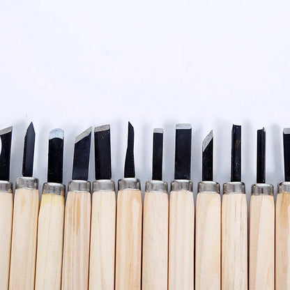Juego de 12 formones para tallado en madera – Herramientas manuales profesionales para tallado detallado en madera