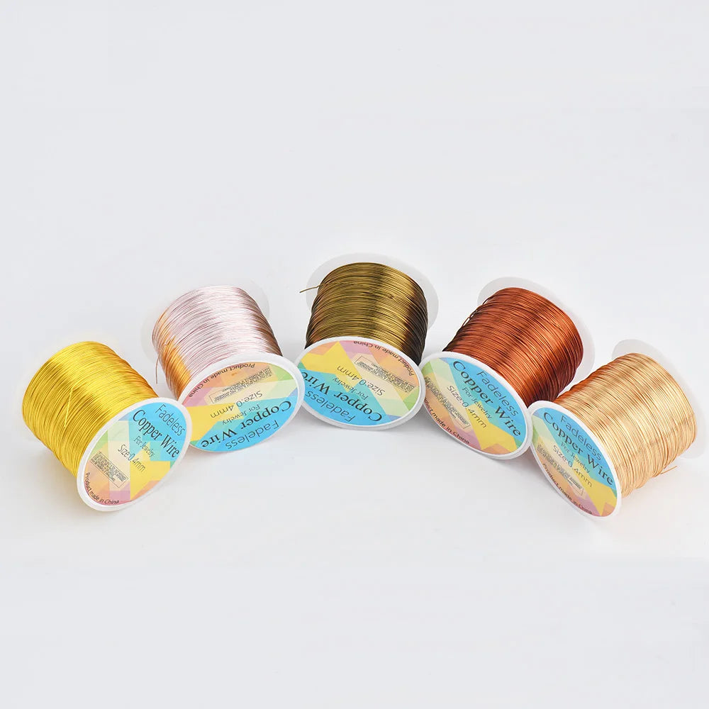 Alambre de Cobre para Joyería Resistente al Deslustre (0.3mm, 0.4mm y 0.5mm) – Alambre para Cuentas de Manualidades para Fabricación de Joyas y Artesanías DIY