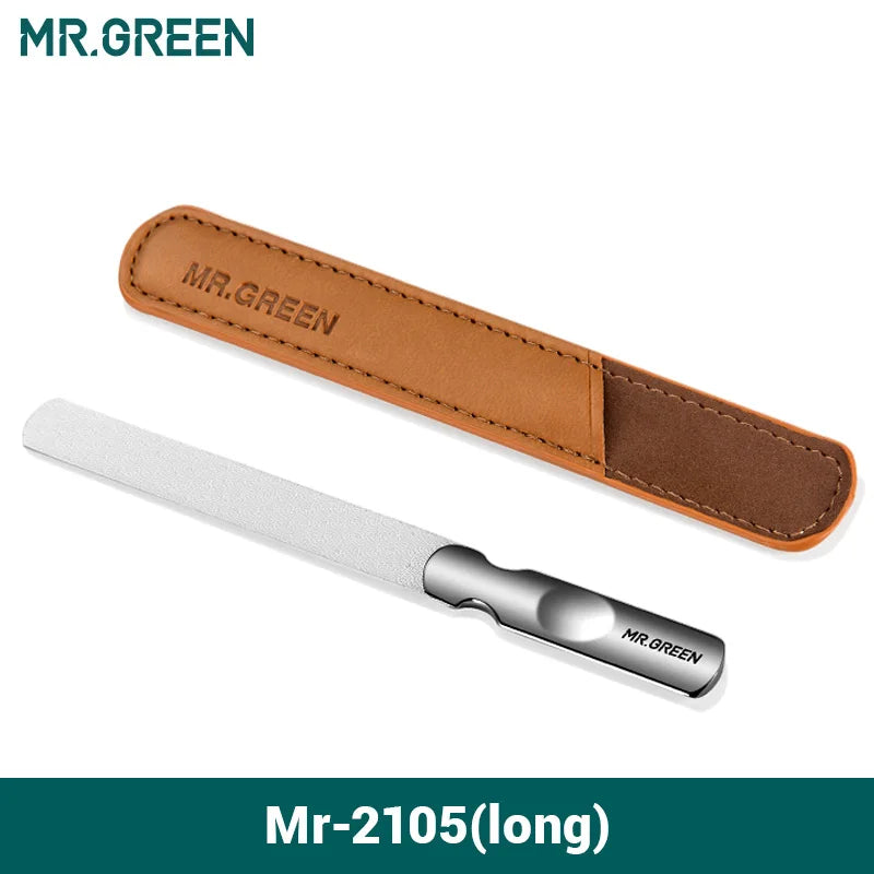 MR.GREEN Double-Sided Stainless Steel Nail File – Professional Manicure & Pedicure Grooming Tool for Finger & Toenails