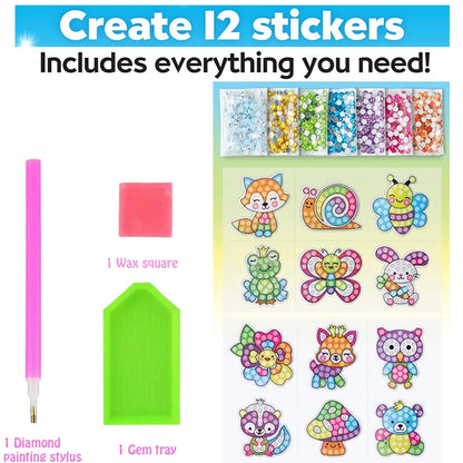 Kit de pegatinas de pintura de diamantes grandes de 12 piezas – Manualidades de mosaico de unicornio, animales y vida marina para niños