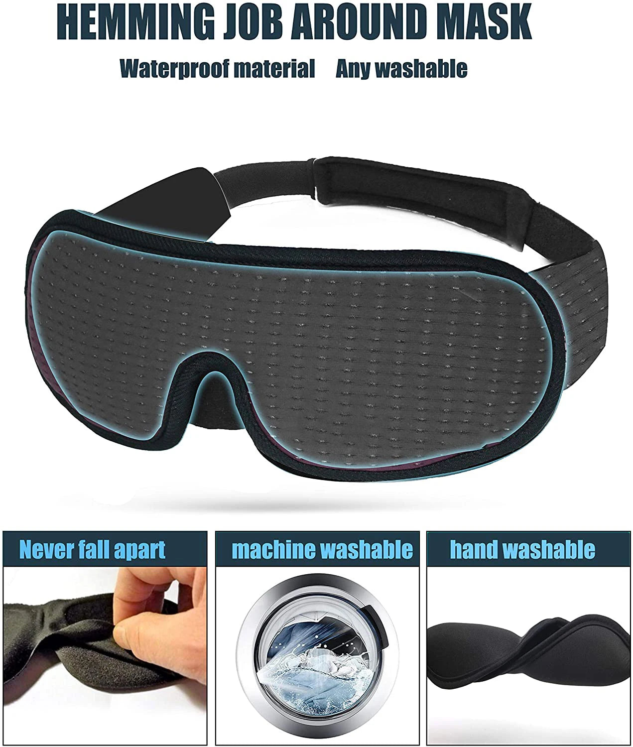 Mascarilla 3D para dormir con bloqueo de luz – Antifaz acolchado suave para quienes duermen de lado y boca arriba