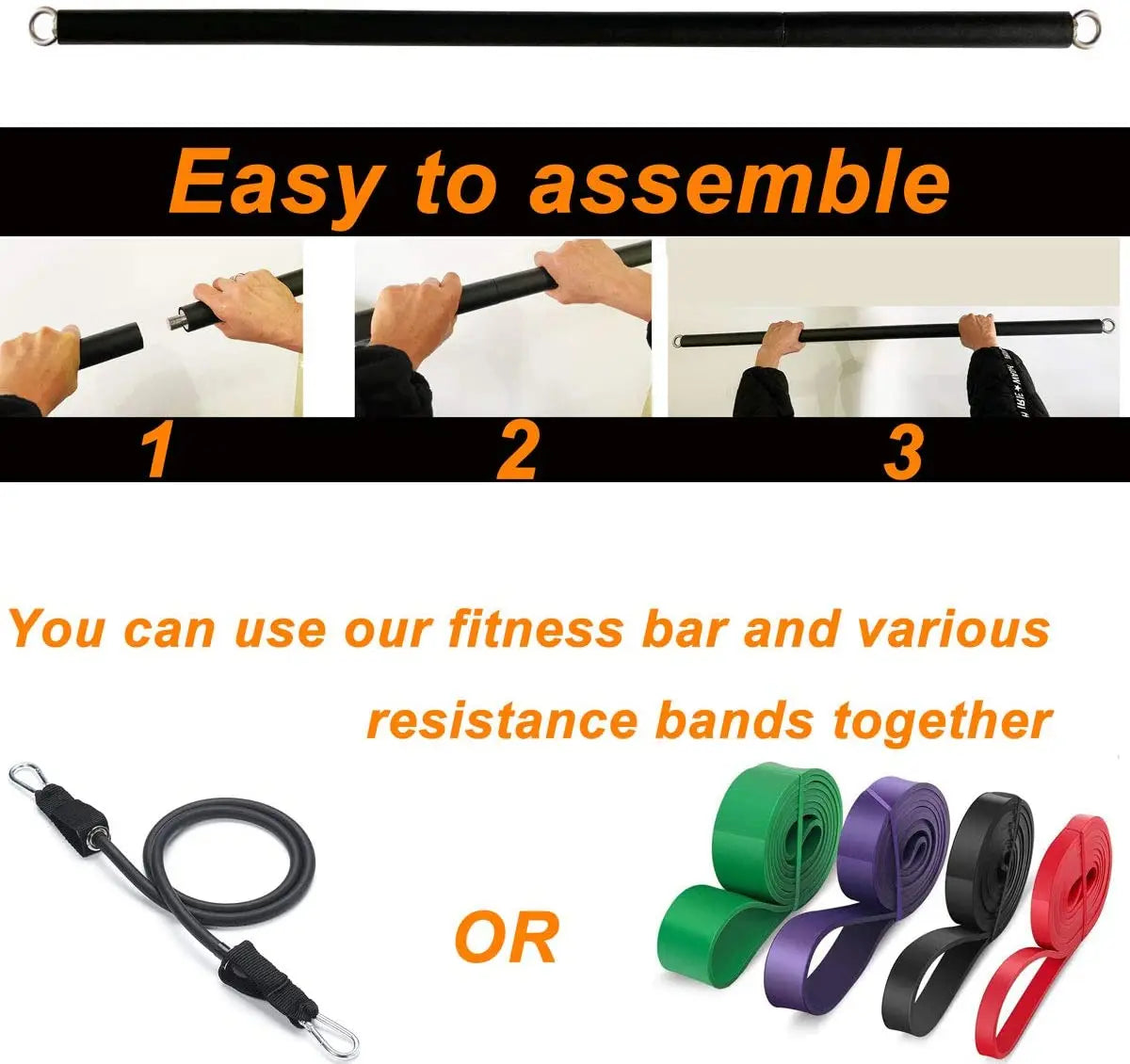 Juego de Bandas de Resistencia para Barra de Ejercicio – Expansor de Cuerda para Pilates y Yoga para Entrenamiento de Fuerza, Fisicoculturismo, Gimnasio en Casa y Ejercicios de Fitness