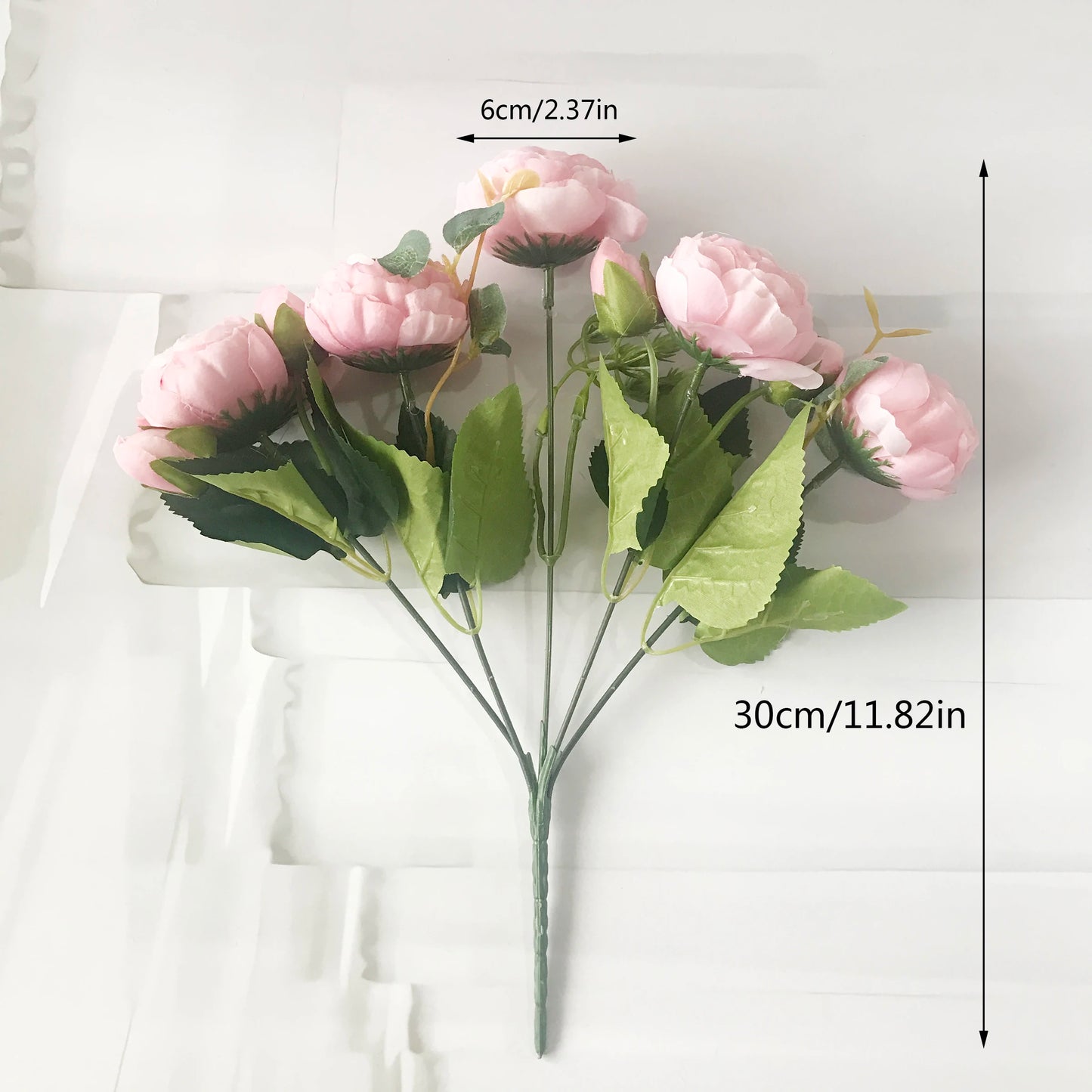Bouquet de pivoines artificielles roses 30 cm – Fleurs en soie synthétiques avec 5 grandes fleurs et 4 bourgeons pour décoration de mariage, décoration intérieure, arrangements floraux et projets DIY