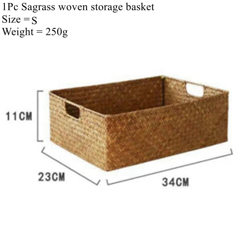 Zerolife Panier en jonc de mer naturel tressé – Grand panier de rangement en osier de paille pour la décoration intérieure, corbeille à fruits et à pain de table, organiseur de serviettes, récipient de rangement de cuisine et panier de ferme rustique