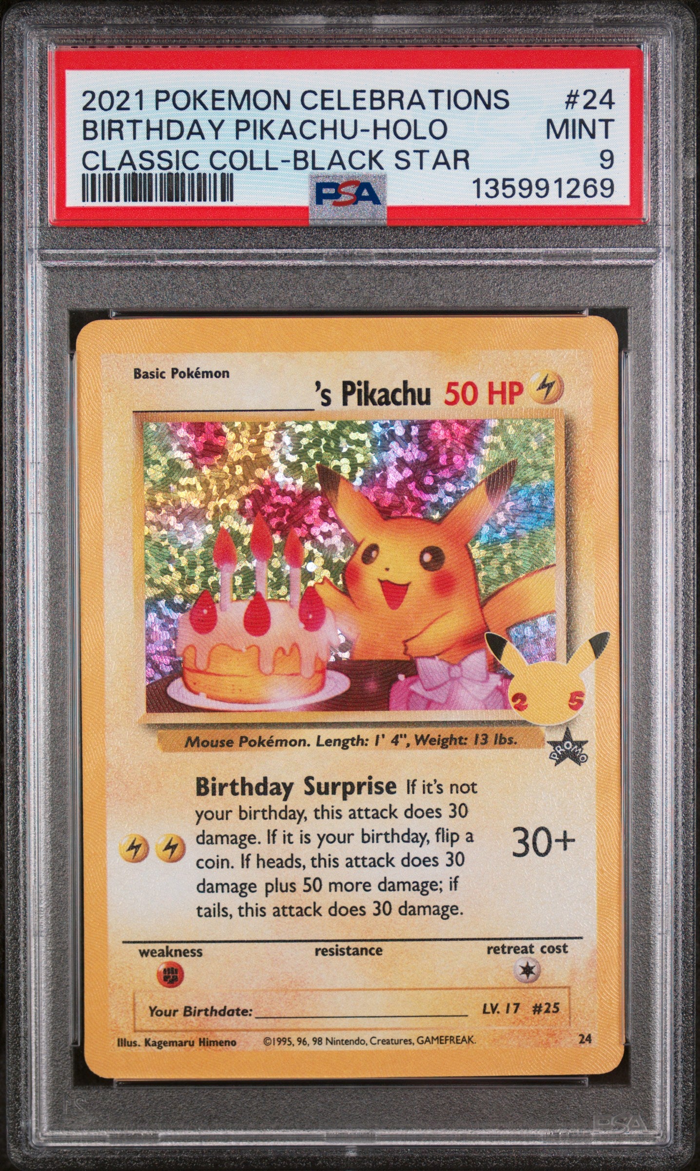 _____'s Pikachu (Birthday Pikachu) #24 Celebrations 2021 PSA 9