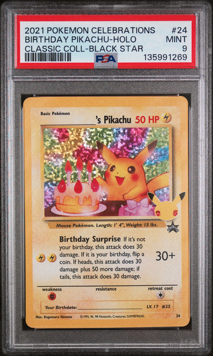 _____'s Pikachu (Birthday Pikachu) #24 Celebrations 2021 PSA 9