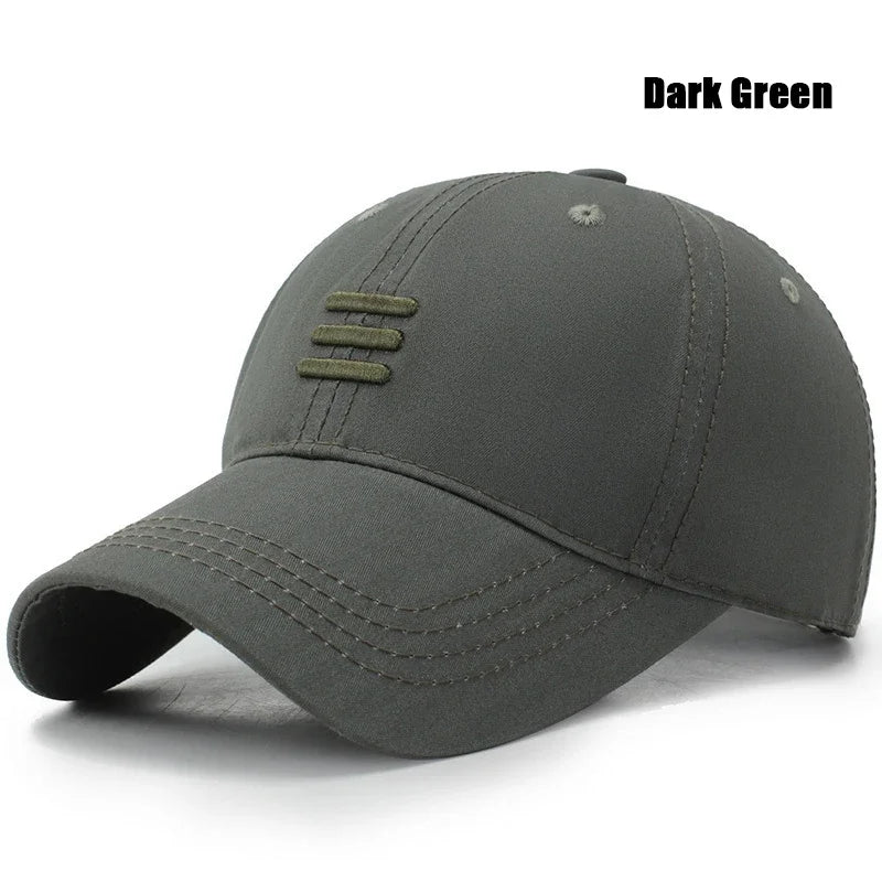 4-Color Soft Cotton Baseball Cap – Unisex Snapback Dad Hat with Three-Bar Design for Men & Women, Casual Outdoor Sports