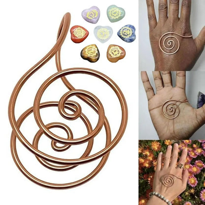 Adjustable Copper Palm Ring – Handmade Spiral Finger Cuff Ring for Meditation, Energy Healing & Boho Fashion Jewelry Accessory