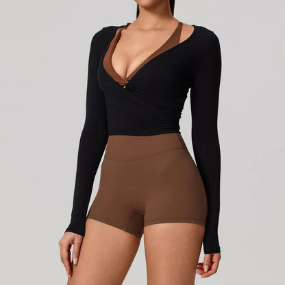 Women’s Long Sleeve Yoga Top – Quick-Dry Breathable Sportswear for Gym, Pilates, Dance & Ballet