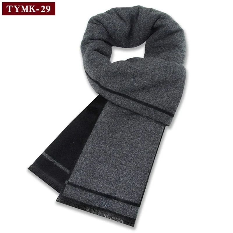 Écharpe d'hiver en imitation cachemire pour homme, douce à carreaux, chaude en mélange de laine, longue, châle, cache-col