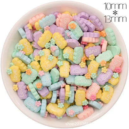 30/300pcs Mini Breloques en Résine Bonbon Fleur Amour – Mignons Accessoires de Bricolage pour Nail Art, Barrettes à Cheveux, Scrapbooking, Bijoux Faits Main et Projets Créatifs pour Enfants