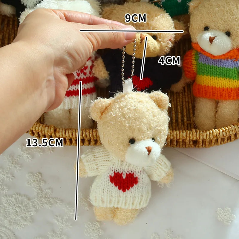 Cute Bear Plush Keychain with Sweater – Mini Stuffed Teddy Bear Pendant for Girls, Backpacks, Bags & Kids’ Gifts