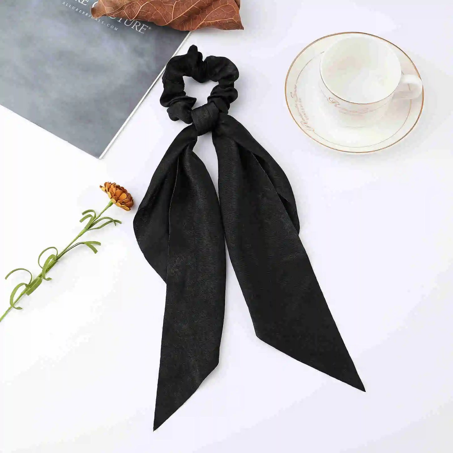 Korean Dots Scrunchie Hair Tie – Long Scarf Ponytail Elastic Hair Band for Women | Sweet Fashion Hair Accessories