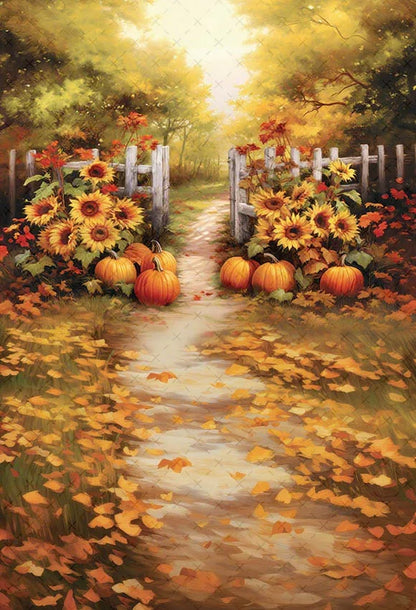 Mehofond Autumn Rustic Barn Photography Backdrop – Pumpkin Harvest Maple Leaf Background for Kids’ Birthday, Portraits, Photo Studio & Party Decor