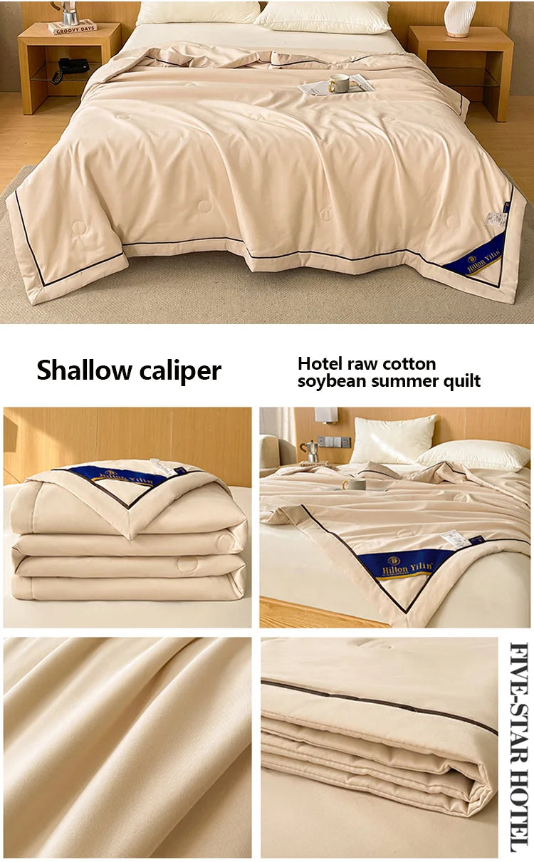 Couverture rafraîchissante de luxe d'été – Couverture climatisée en coton brut doux et fibre de soja pour adultes et enfants