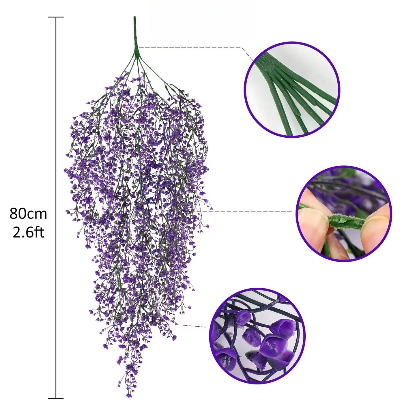 1 enredadera artificial de glicina colgante – Guirnalda de flores sintéticas resistente a los rayos UV para decoración del hogar en interiores y exteriores, bodas, fiestas y eventos