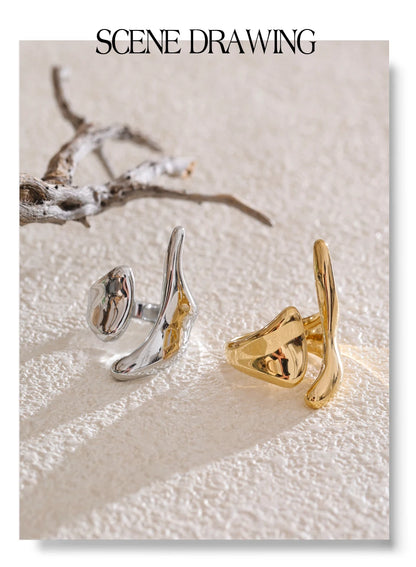Anillo de Acero Inoxidable Ajustable Geométrico – Anillo de Moda Minimalista con Baño de Oro PVD para Mujer