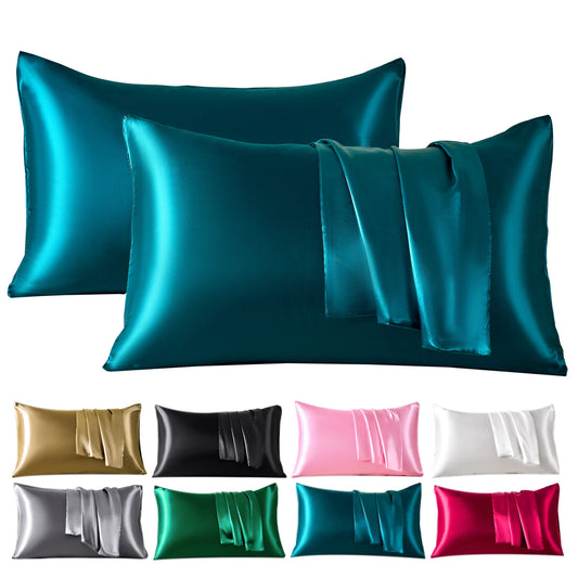 Juego de 2 fundas de almohada de satén – Fundas de almohada suaves y refrescantes para el cabello y la piel