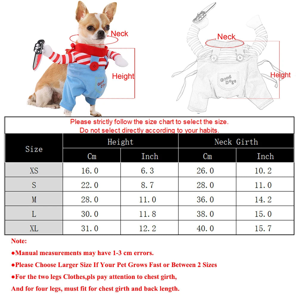 Funny Halloween Dog & Cat Costume – Cozy Puppy Pullover Outfit for Small, Medium & Large Dogs, Chihuahua Pet Cosplay Dress-Up Clothes