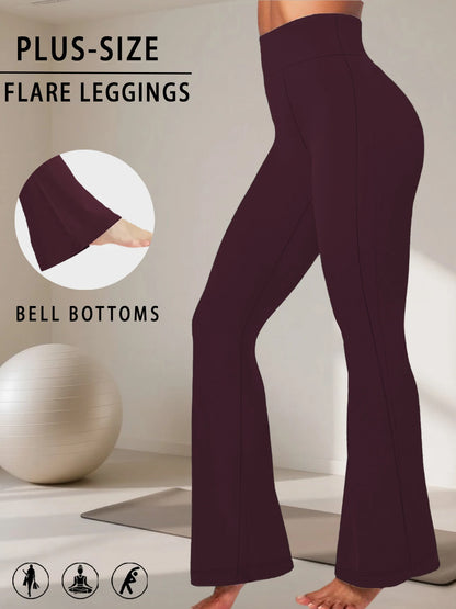 Plus Size Women's High-Rise Flared Leggings – Comfortable Yoga & Workout Pants with Supportive High Waist and Stylish Bell-Bottom Design