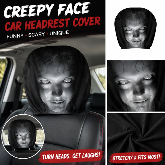 2026 Halloween Car Headrest Covers – Funny Cartoon Seat Headrest Protectors for Front Car Seats, Spooky Auto Interior Decoration