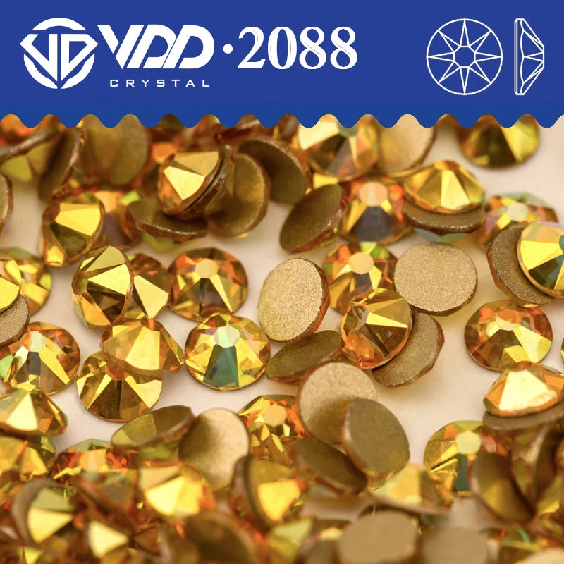 VDD 2088 Crystal Flower Nail Rhinestones – Non-Hotfix 8 Big & 8 Small Flatback Gems for Nail Art & DIY Decorations