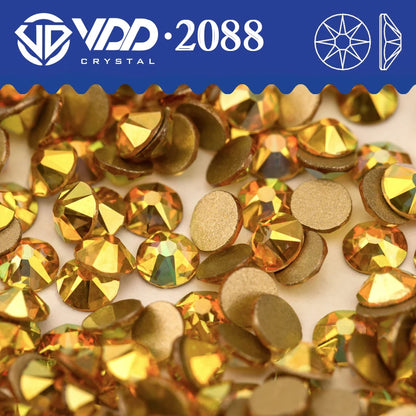 VDD 2088 Crystal Flower Nail Rhinestones – Non-Hotfix 8 Big & 8 Small Flatback Gems for Nail Art & DIY Decorations