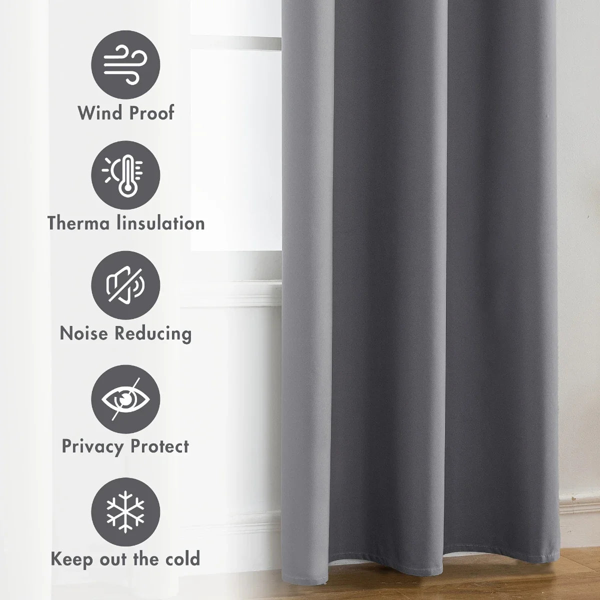 Paquete de 2 cortinas 100% opacas – Paneles de ventana térmicos con forro opaco
