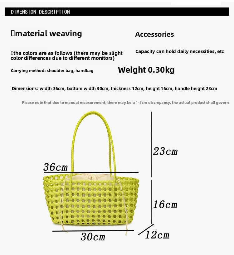 Bolso Cesta de Paja Tejido a Mano para Mujer – Bolso de Hombro de Ratán, Bolso de Playa de Verano para Mujer, Cartera de Viaje de Diseño para Compras, Vacaciones y Salidas Casuales