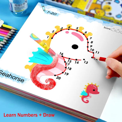 Libro de dibujo para niños – Cuaderno de práctica de garabatos con aprendizaje de números, juegos de dibujo para educación temprana, libro de actividades de arte creativo y divertido regalo navideño para niños