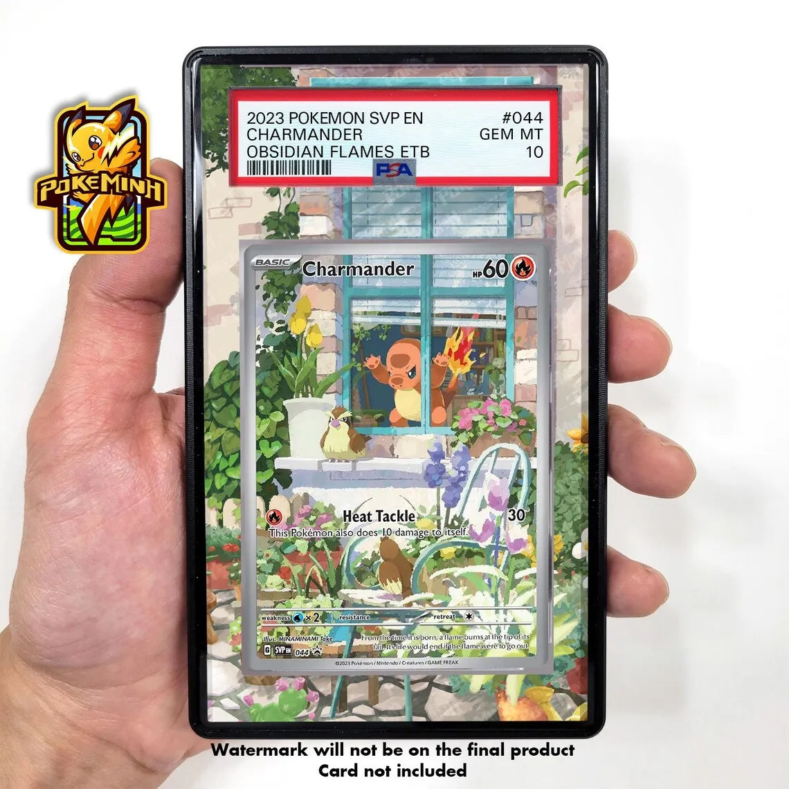 Pokémon Extended Art Card Display Case – Charizard & Venusaur PSA Acrylic Display Stand for Trading Card Collections