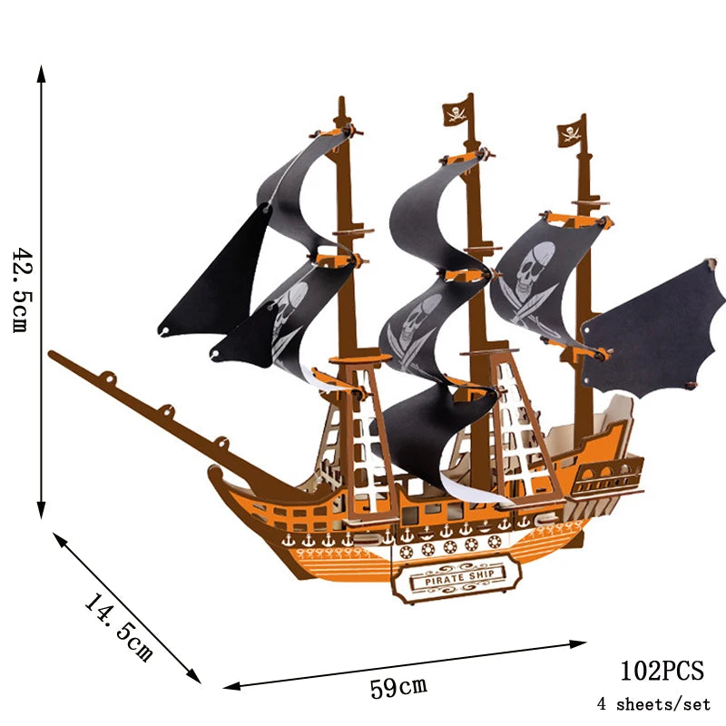 Maqueta 3D de Barco de Vela de Madera – Kit de Montaje de Barco de Madera DIY, Juguete Educativo de Construcción, Proyecto de Manualidades Creativo y Regalo de Fiesta para Niños