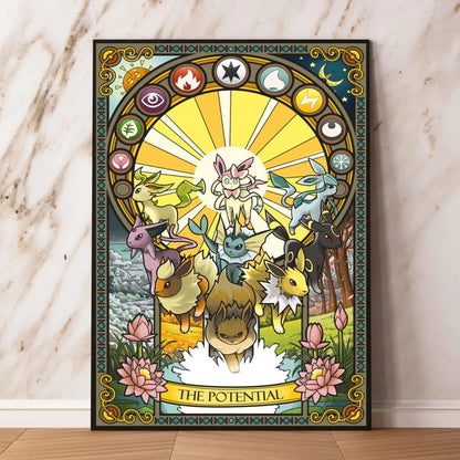 Japanese Anime Pokémon Canvas Wall Art – Pikachu, Charmander & Eevee Watercolor Poster Print Home Decor