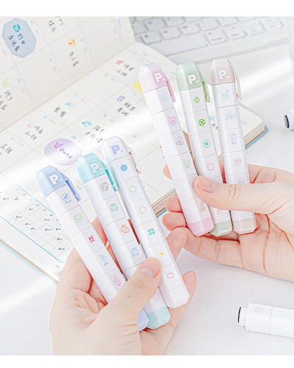 Jeu de tampons journal de listes de tâches mignonnes – Tampons encreurs détachables en forme de stylo pour agenda, carnet, scrapbooking, carnets de voyage et artisanat décoratif