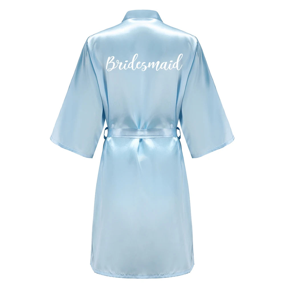 Blue Women’s Bridal Bathrobe – Bride Bridesmaid Maid of Honor Get Ready Robe Dressing Gown Gift