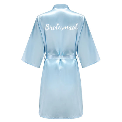 Blue Women’s Bridal Bathrobe – Bride Bridesmaid Maid of Honor Get Ready Robe Dressing Gown Gift