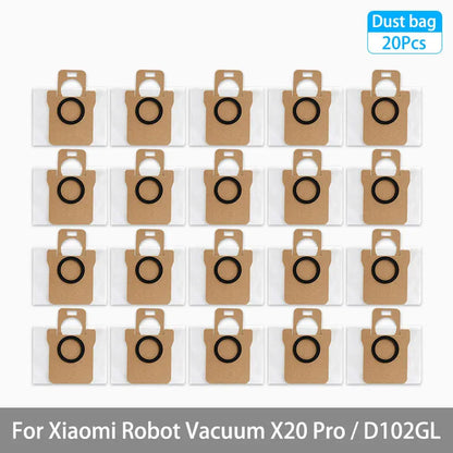 Replacement Parts Kit for Xiaomi Robot Vacuum X20 Pro / D102GL – Main Brush, Side Brushes, HEPA Filter, Mop Pads & Dust Bags
