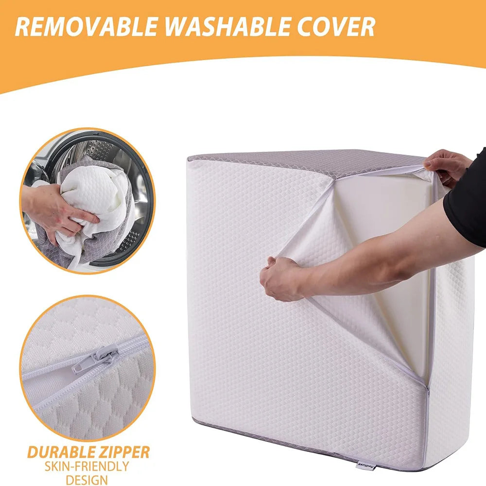 Almohada Elevadora de Piernas – Cuña de Espuma Viscoelástica de 8 Pulgadas para Dormir, para Quienes Duermen de Lado y para Descansar, Cojín de Soporte Ergonómico para Posicionar las Piernas, Confort y Relajación