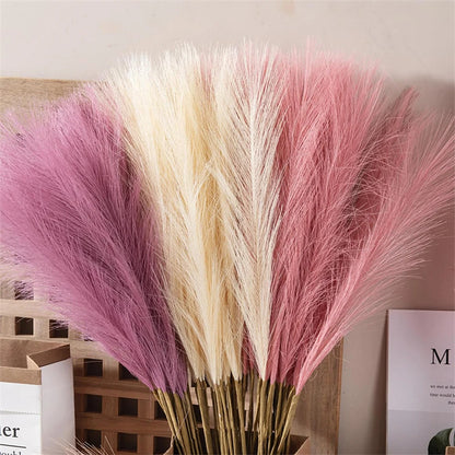 5/10/20pcs Herbe de la Pampa Artificielle – Fleurs de roseau synthétiques moelleuses style bohème pour la décoration de mariage, les arrangements de fête, la décoration intérieure et la conception florale DIY (42cm)