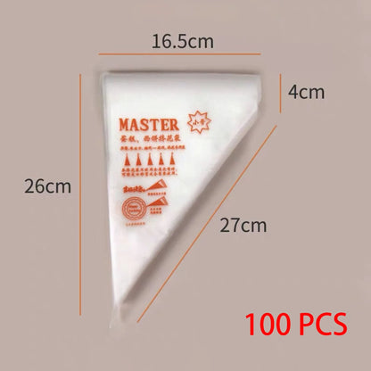 Sacs à Douille Jetables Épais (100 pièces) – Sacs de Glaçage pour la Décoration de Gâteaux, Manches à Crème Pâtissière, Fournitures de Pâtisserie pour Cupcakes, Desserts et Outils de Décoration