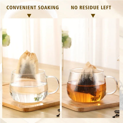 100pcs Empty Tea Bags with Drawstring – Disposable Filter Bags for Loose Leaf Tea, Coffee Beans, Herbal Powder & Spices, Biodegradable Paper Tea Strainer Bags for Home Brewing