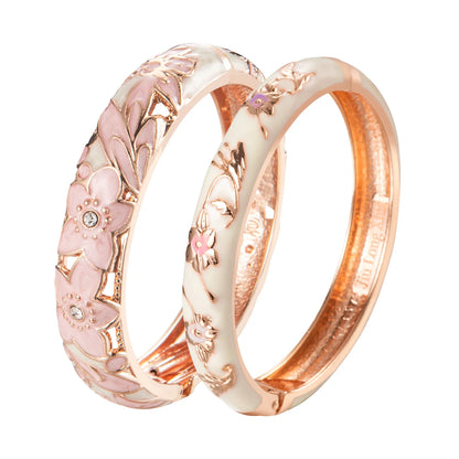 Women’s Double Enamel Cloisonne Bangle Set Indian Dubai Style Trendy Metal Bracelet Jewelry Accessories