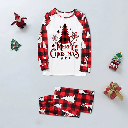Christmas Family Matching Pajamas Set – 2-Piece Xmas Sleepwear for Mom, Dad & Kids, Baby Rompers, Casual Loose Family Holiday Outfits